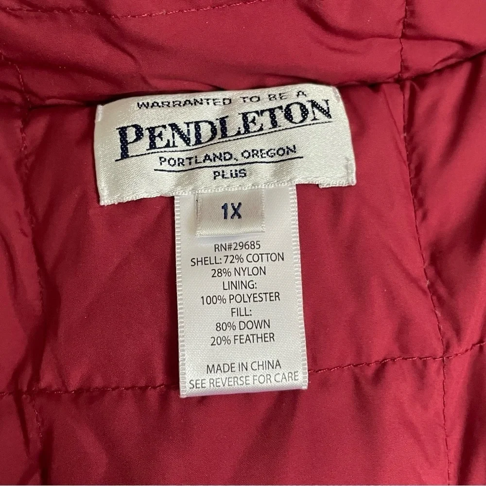 Pendleton Plaid Puffer Vest- Flawed- Multicolored- Size 1X